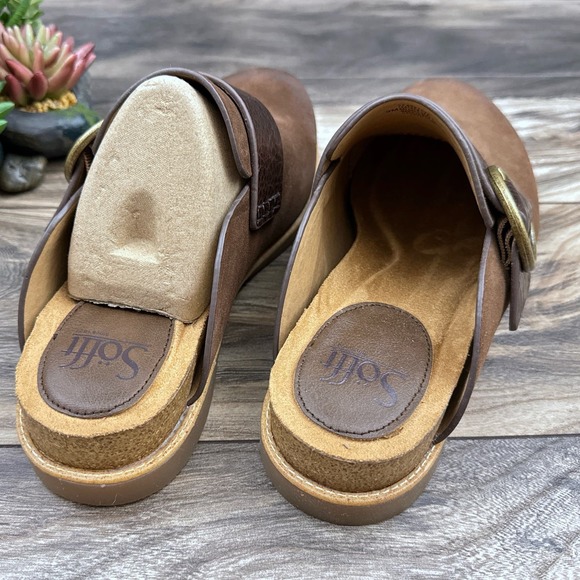 NIB Sofft Bayla 9M Suede Leather Slip On Comfort Clogs Mules Brown - Picture 7 of 11